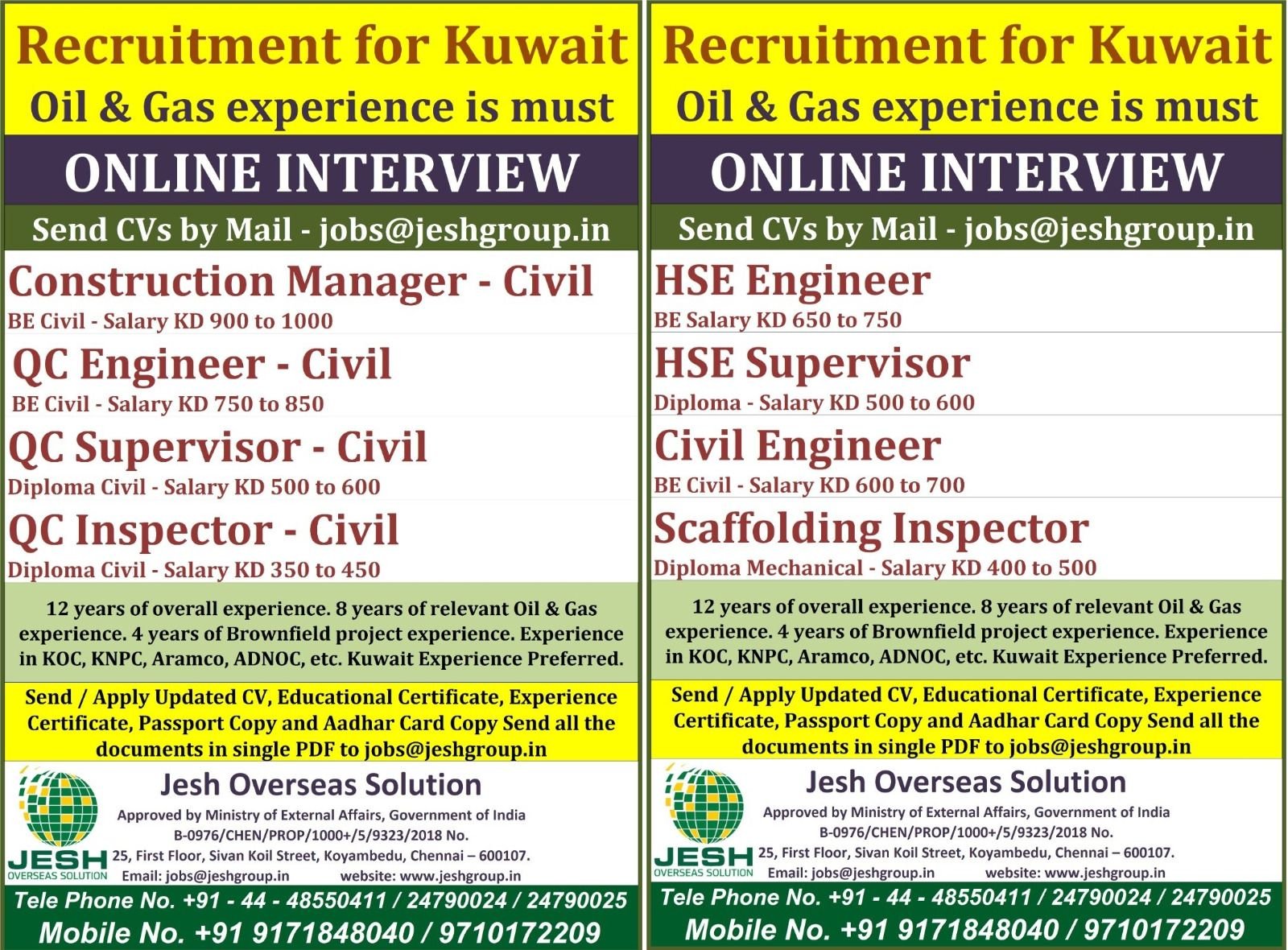 Kuwait Oil and Gas Jobs 2026 – Online Interview Recruitment
