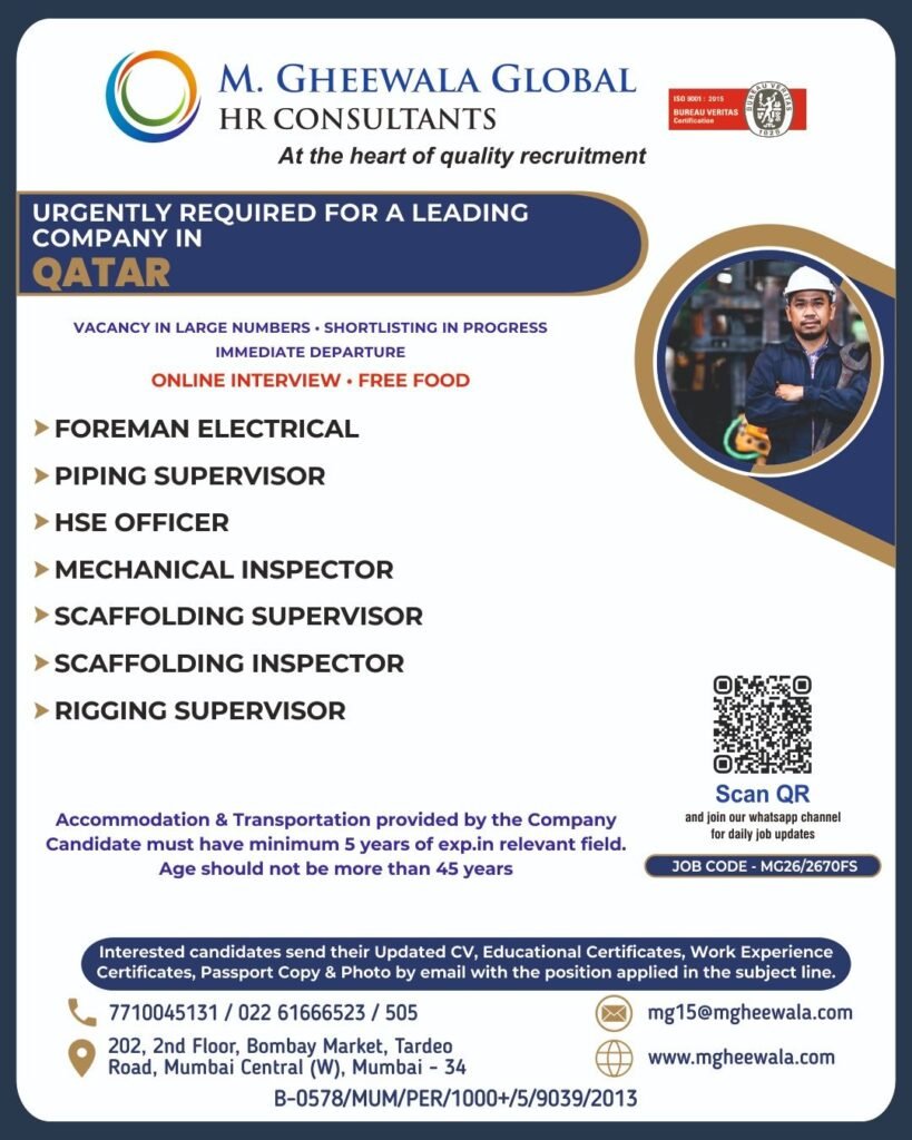 Qatar Jobs 2026: Urgent Recruitment for Leading Company 