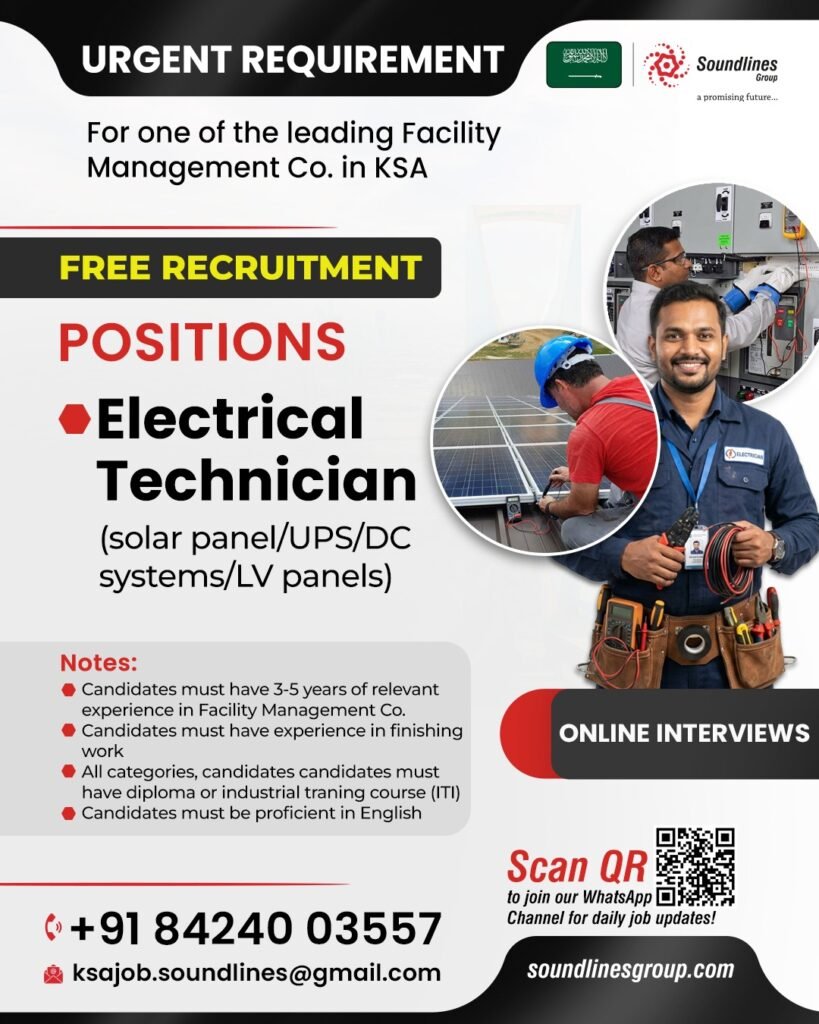 Urgent Hiring For one of the leading Facility Management Co. in Saudi Arabia