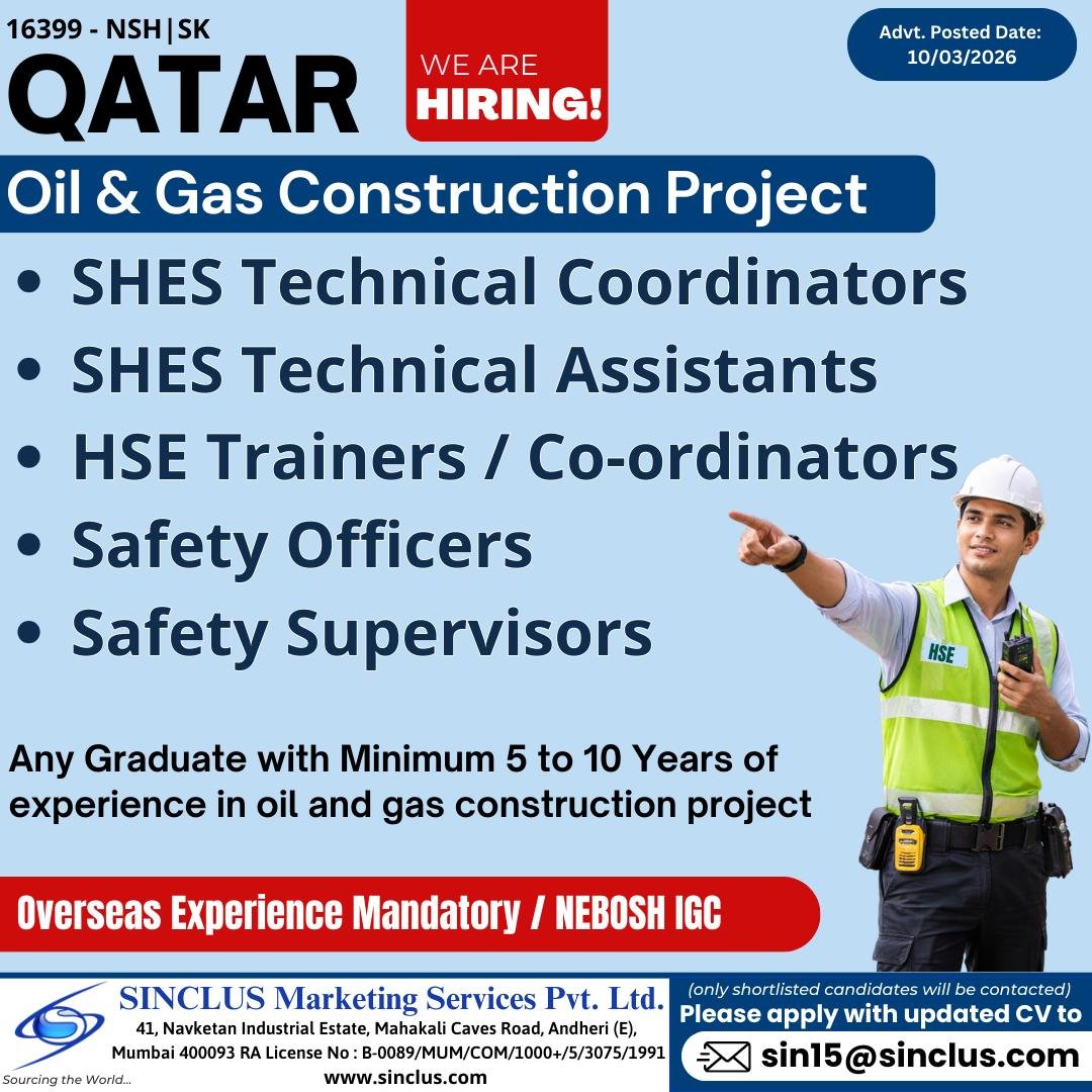 Hiring for Qatar 2026 – Oil & Gas Construction Project - Apply Now