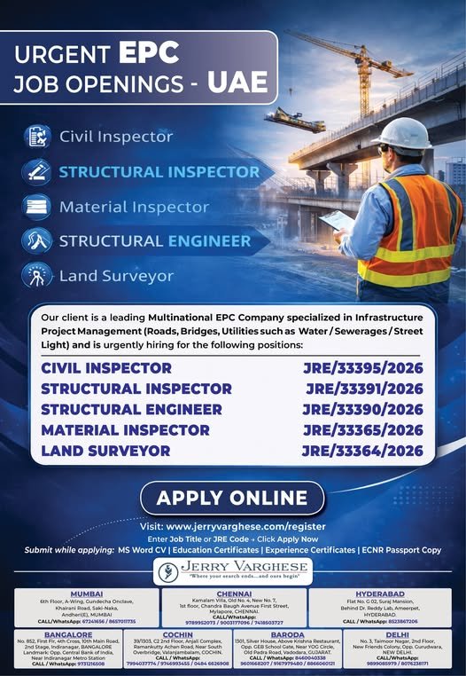 Urgent EPC Job Openings in UAE - Infrastructure project