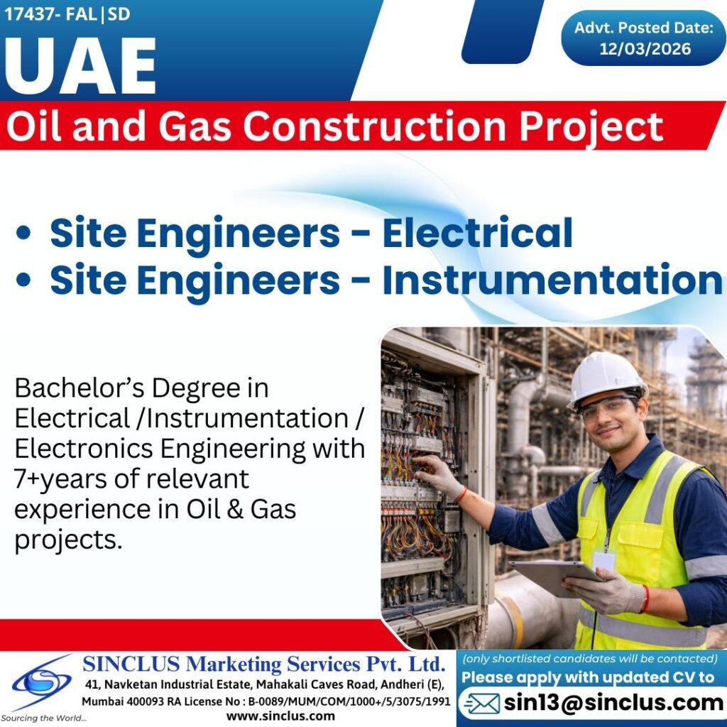 Hiring for UAE – Oil & Gas Construction Project - Apply Online