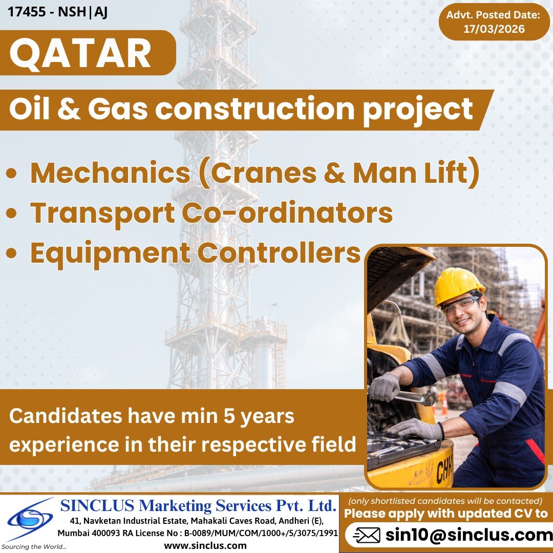 Job Opportunity in QATAR – Oil & Gas Construction Project