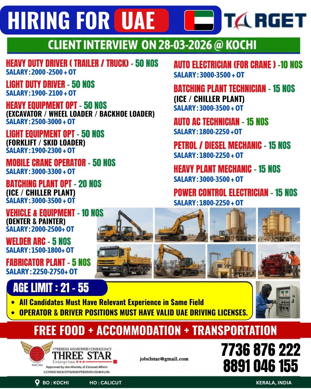 UAE Jobs 2026 – Drivers, Operators, Technicians & Mechanics 