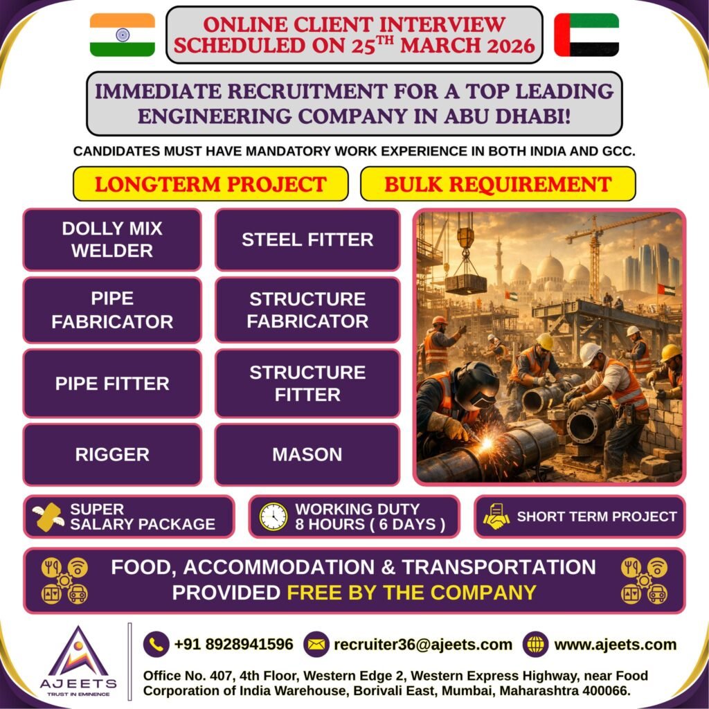 Abu Dhabi Engineering Jobs 2026 – Apply Now (Online Interview – 25 March 2026)