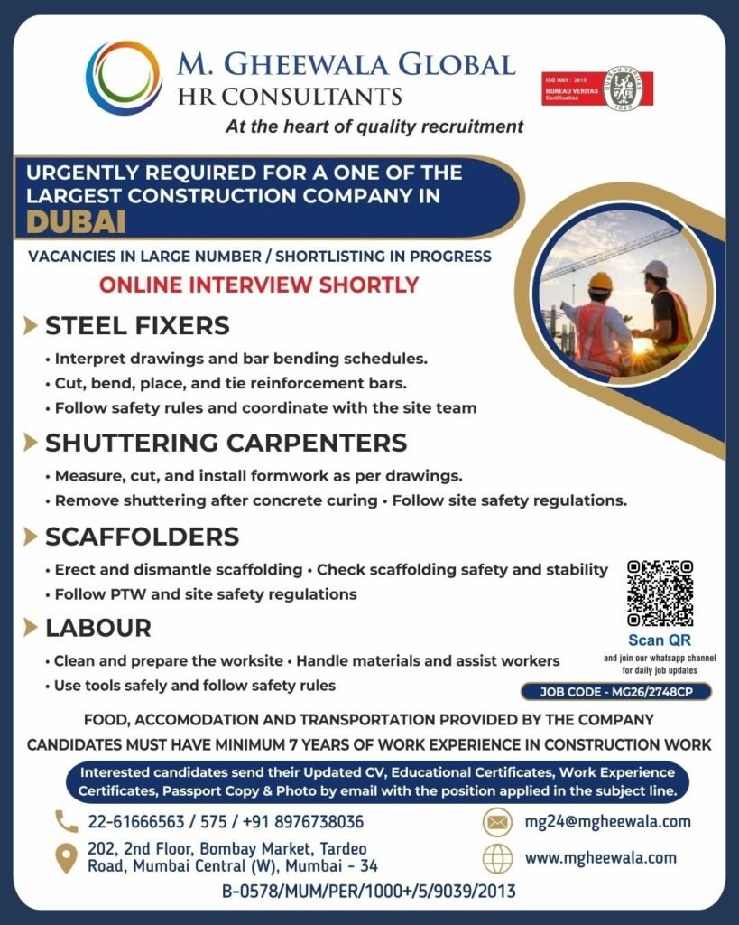 Dubai Construction Jobs 2026 – Apply Now Dubai Construction Jobs 2026 – Apply Now