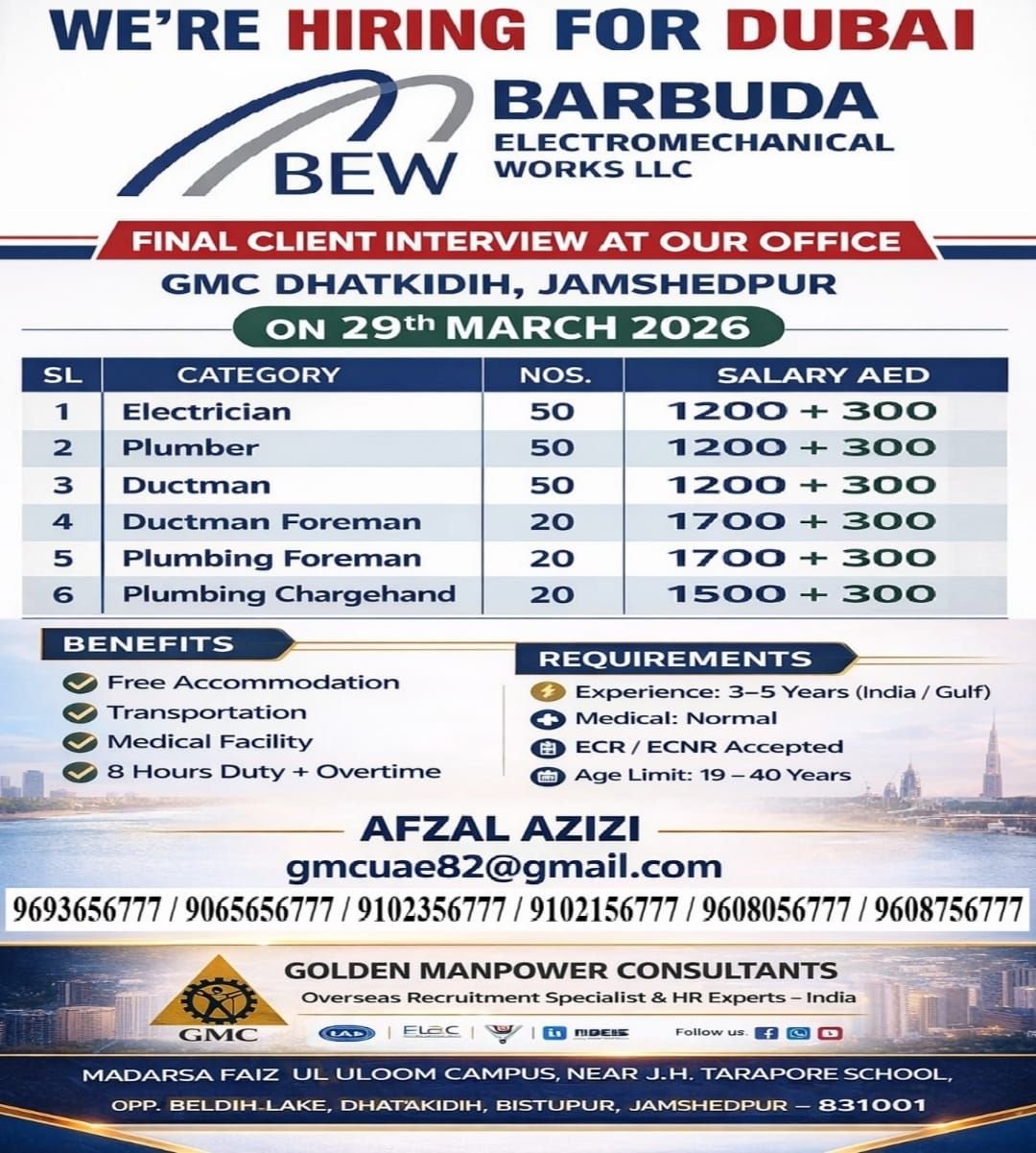 Dubai Job Vacancies 2026 – Barbuda Electromechanical Works LLC