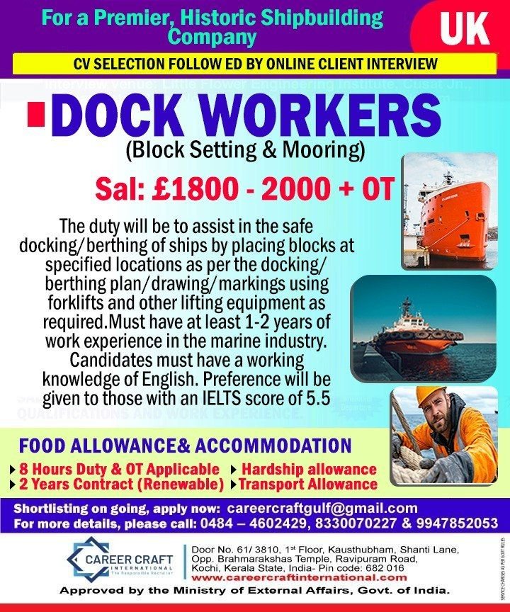 Urgent Hiring for Shipbuilding Company in the UK