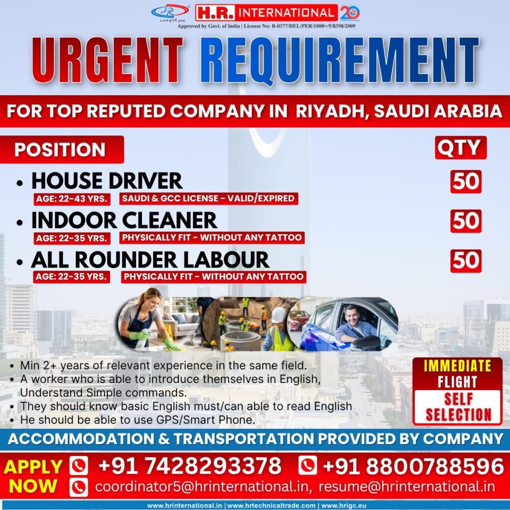 Saudi Arabia Jobs 2026 – Urgent Hiring in Riyadh Saudi Arabia Jobs 2026 – Urgent Hiring in Riyadh