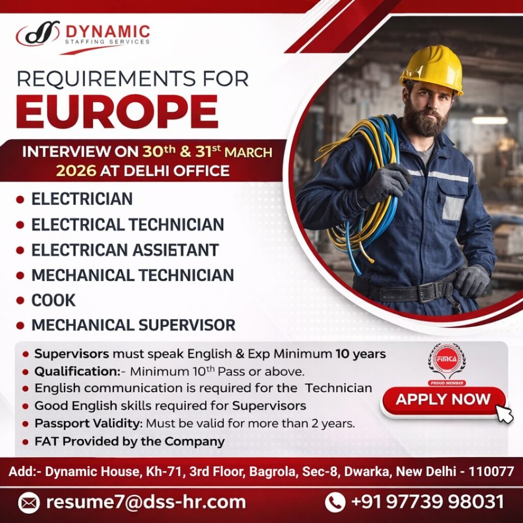 Urgent Hiring for Europe – Multiple Job Openings