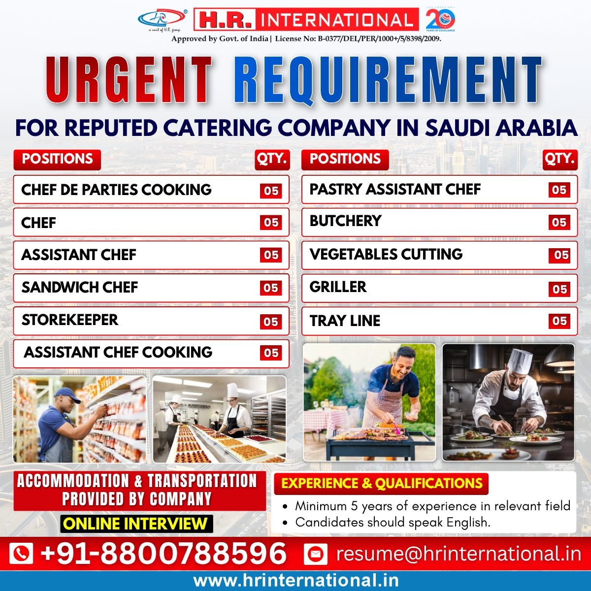 Saudi Arabia Catering Jobs 2026 – Urgent Hiring 