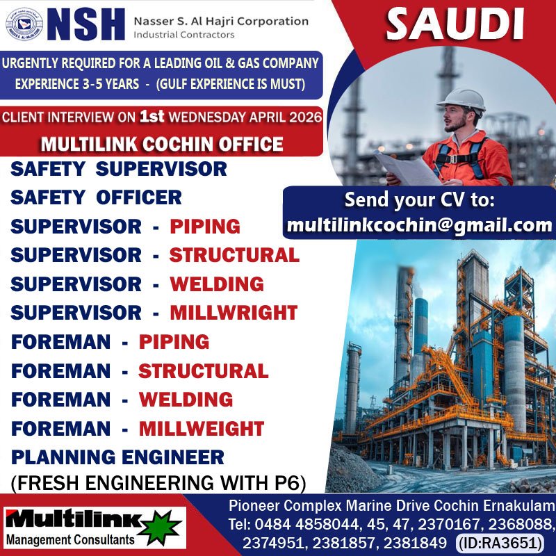 Urgent Requirement NSH Saudi Arabia - Apply Now
