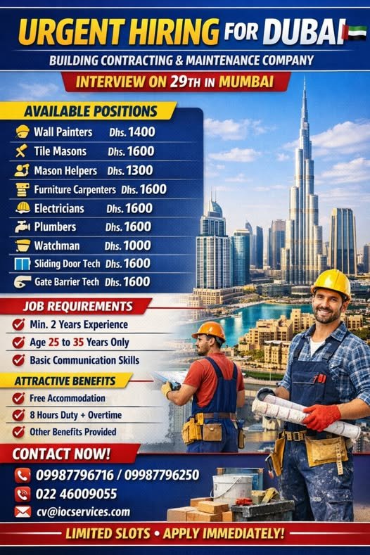 Dubai Construction & Maintenance Jobs 2026 - Apply Today