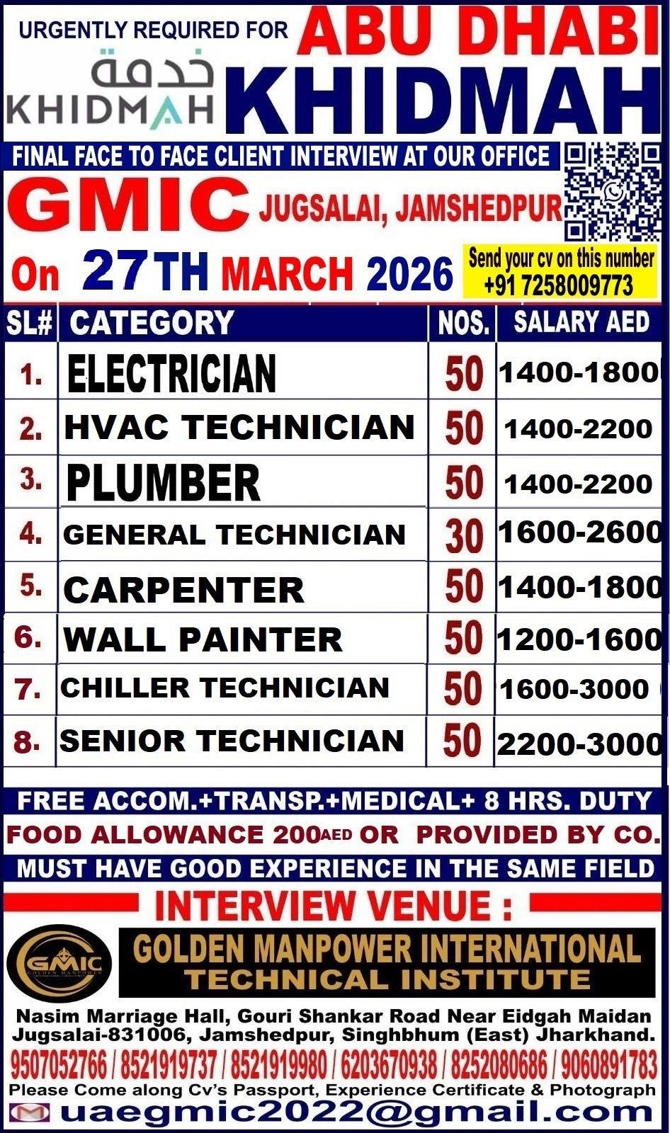 UAE Abu Dhabi Job Vacancies 2026 – Khidmah Company Hiring