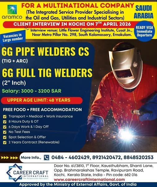 Saudi Arabia Welding Jobs – Urgent Hiring for Multinational Company