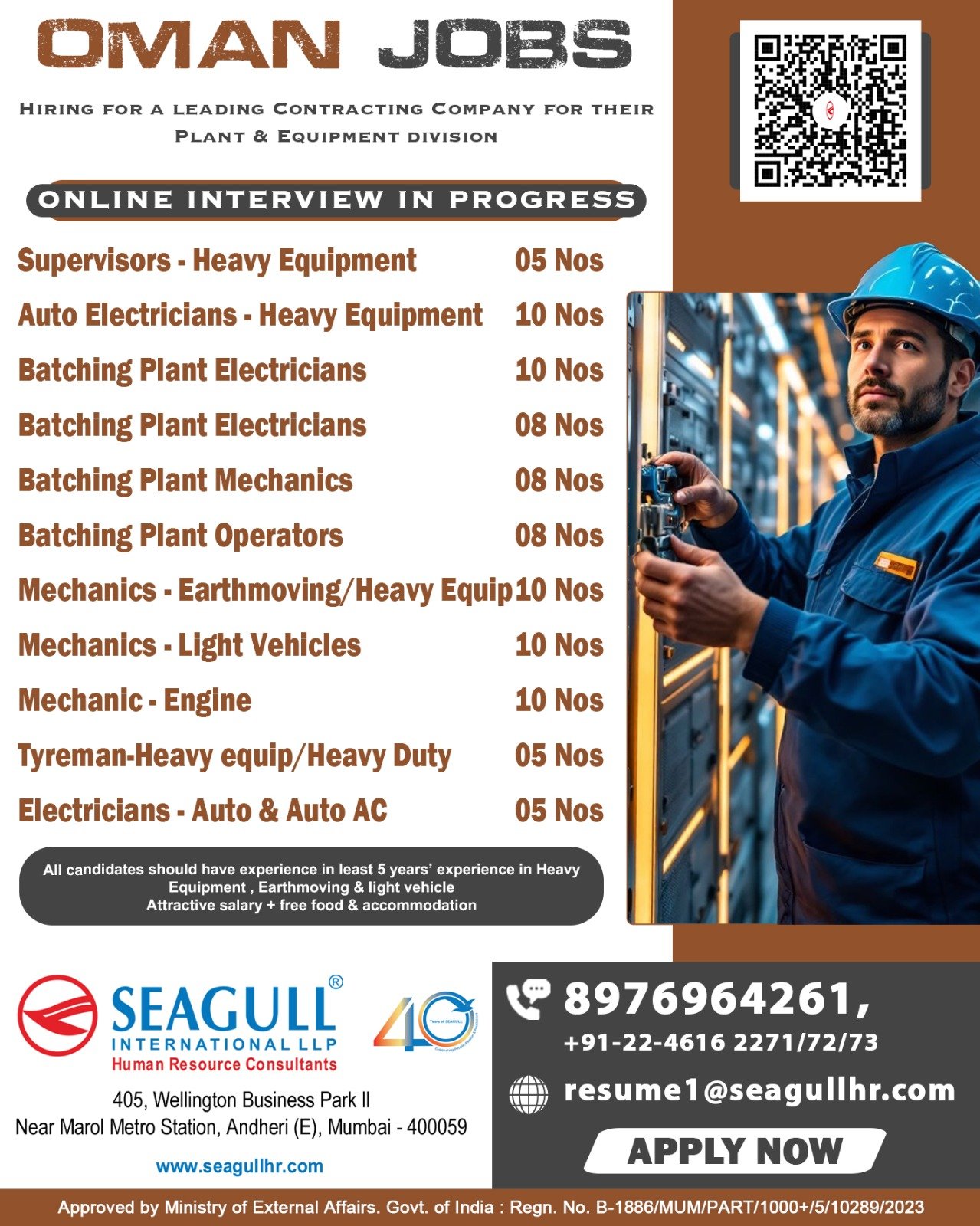 Oman Jobs 2026 – Urgent Hiring for Plant & Equipment Division | Apply Online