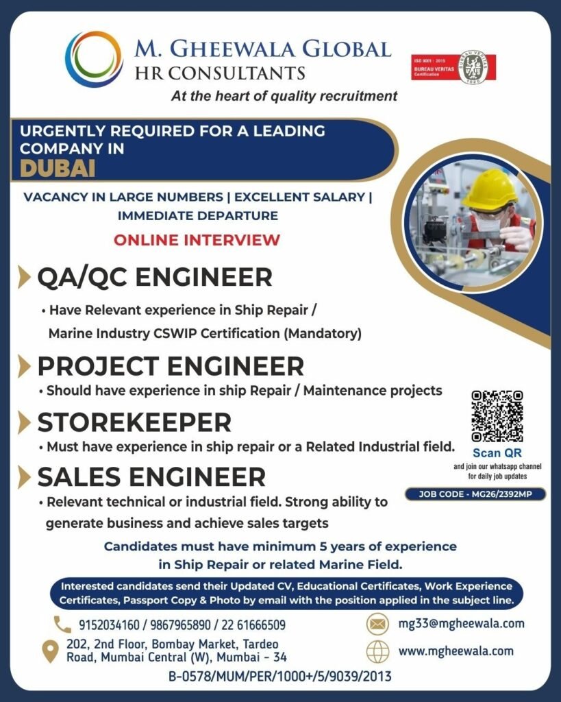 Urgent Hiring for Dubai Reputed Company | Apply Online