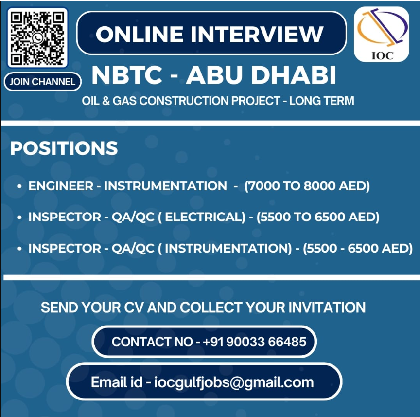 UAE Abu Dhabi Jobs 2026 – Oil & Gas Construction Project
