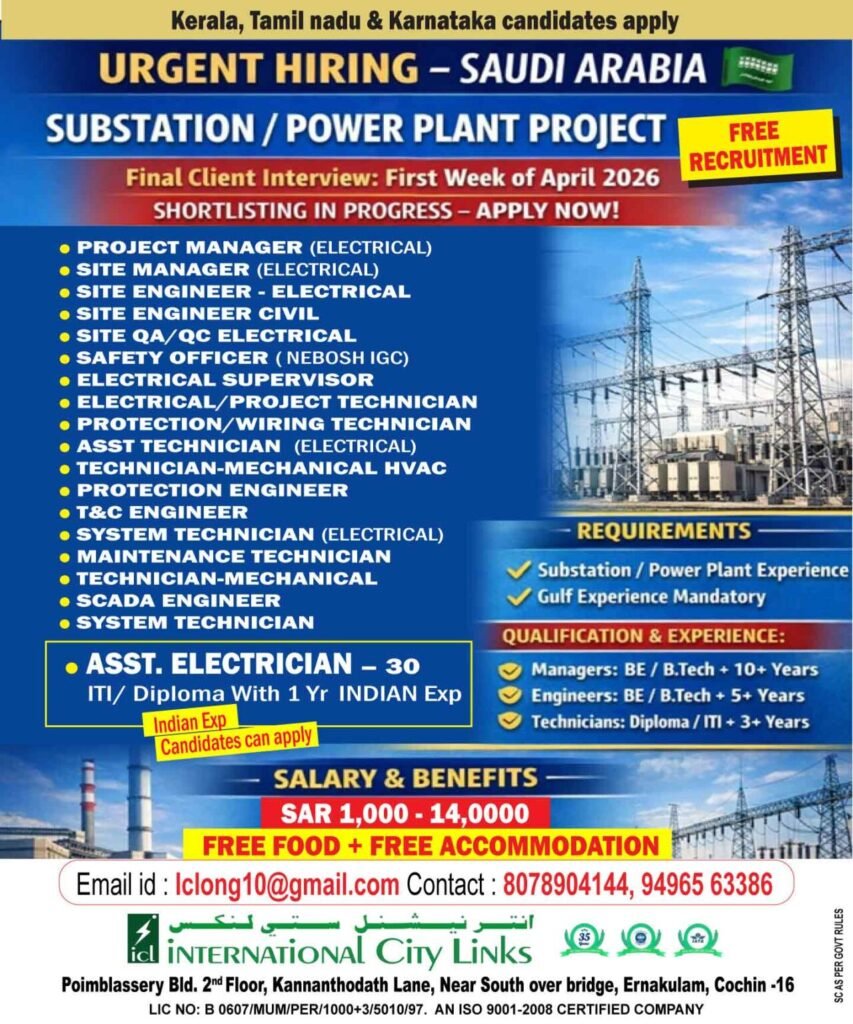 Saudi Arabia Power Plant Jobs 2026 – Free Recruitment