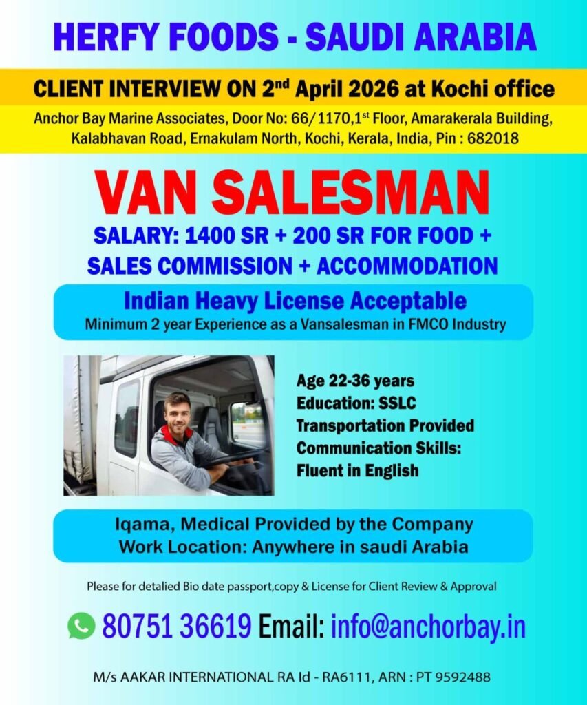 Saudi Arabia Jobs – Van Salesman Hiring for Herfy Foods