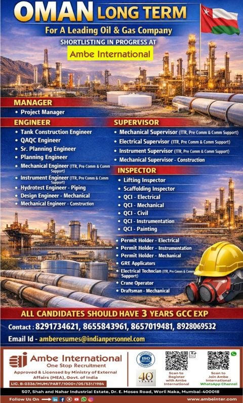 Oman Jobs 2026 – Hiring For long-term oil & gas jobs
