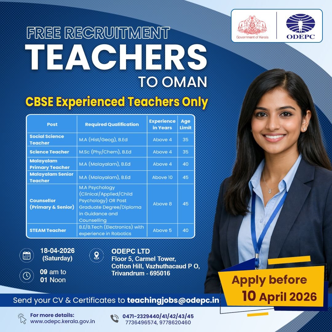 Free Recruitment Teachers to Oman