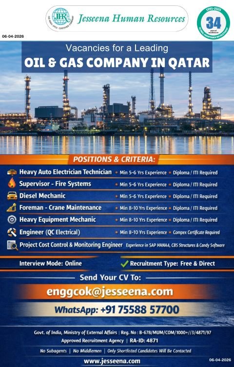 Qatar Oil & Gas Jobs 2026 – Free Direct Recruitment | Apply Online Now Qatar Oil & Gas Jobs 2026 – Free Direct Recruitment | Apply Online Now