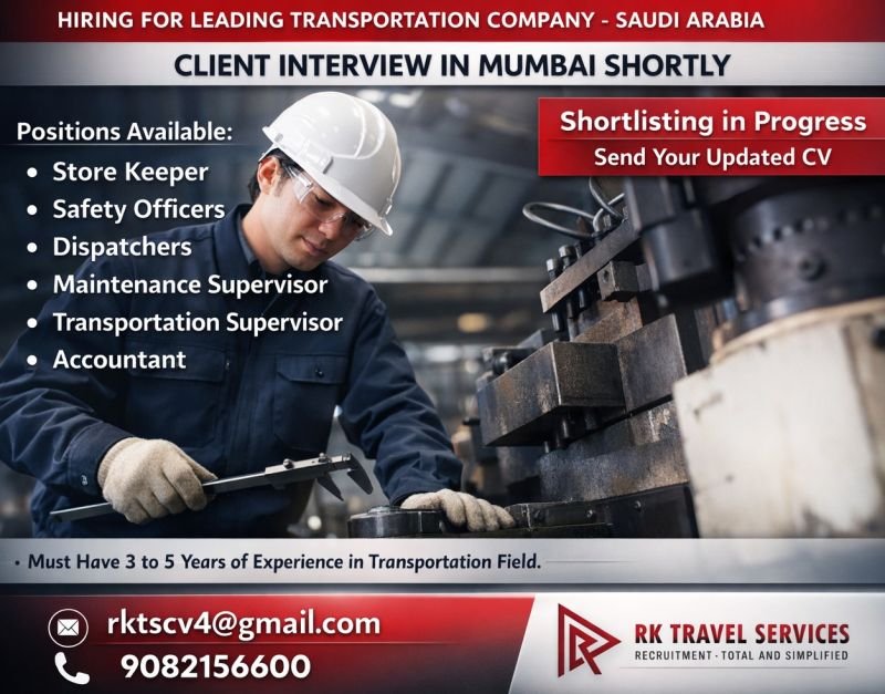 Saudi Arabia Jobs 2026 – Store Keeper, Safety Officer, Dispatcher & Supervisor Jobs | Apply Now