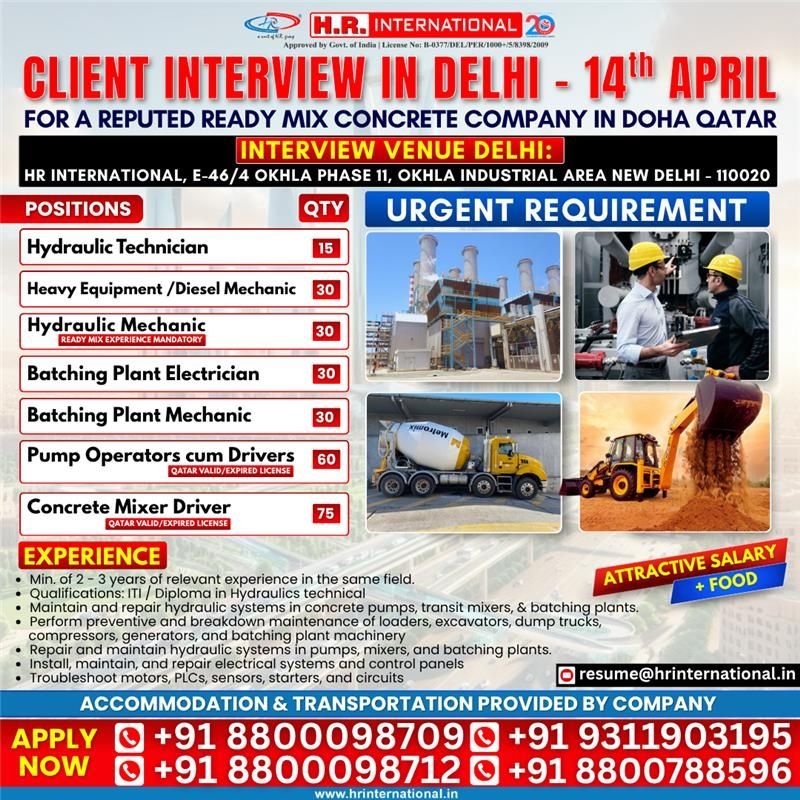 Qatar Jobs 2026 – Ready Mix Concrete Company Hiring in Doha 1775556405979
