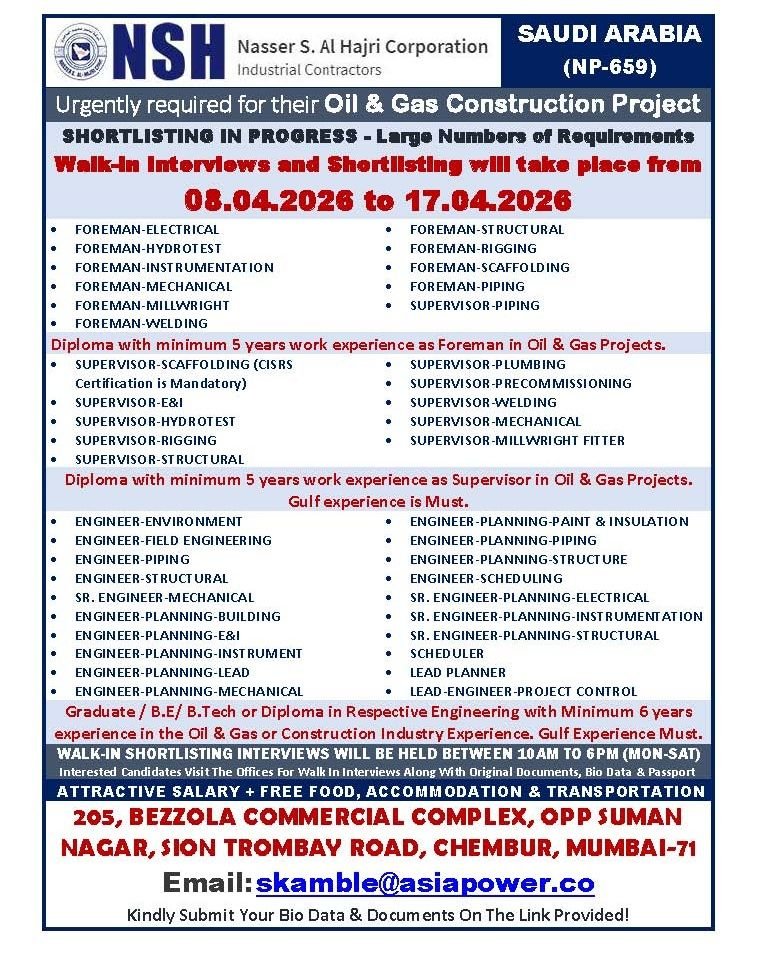 Saudi Arabia Oil & Gas Jobs 2026 | Foreman, Supervisor & Engineer Vacancies | Walk-in Interview Saudi Arabia Oil & Gas Jobs 2026 | Foreman, Supervisor & Engineer Vacancies | Walk-in Interview