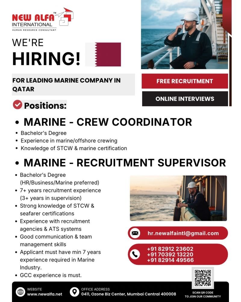 Urgent Hiring for Marine Company in Qatar