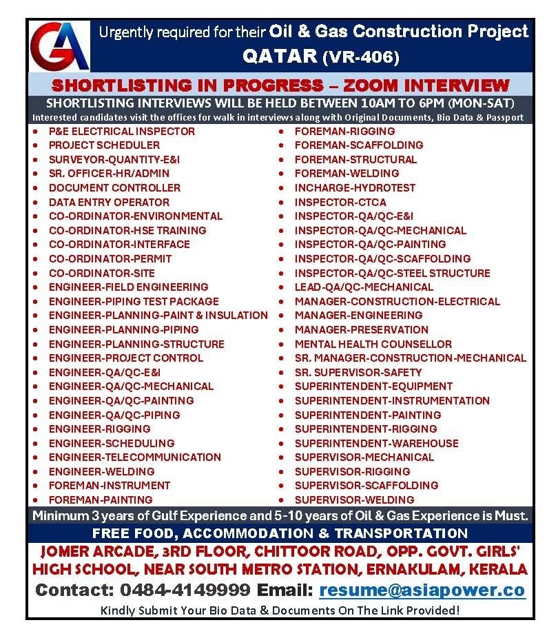 Qatar Oil & Gas Jobs 2026 | Multiple Engineering & Supervisor Vacancies | Apply Now