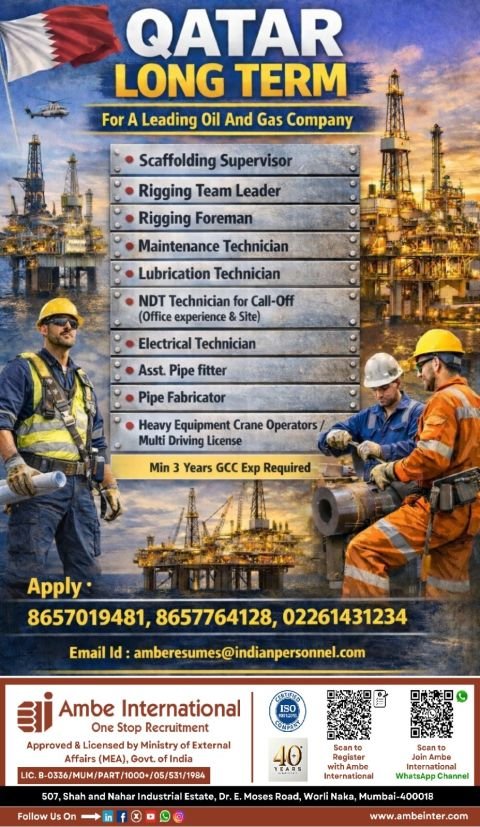Urgent Hiring for Oil & Gas Company in Qatar (Long-Term Jobs)