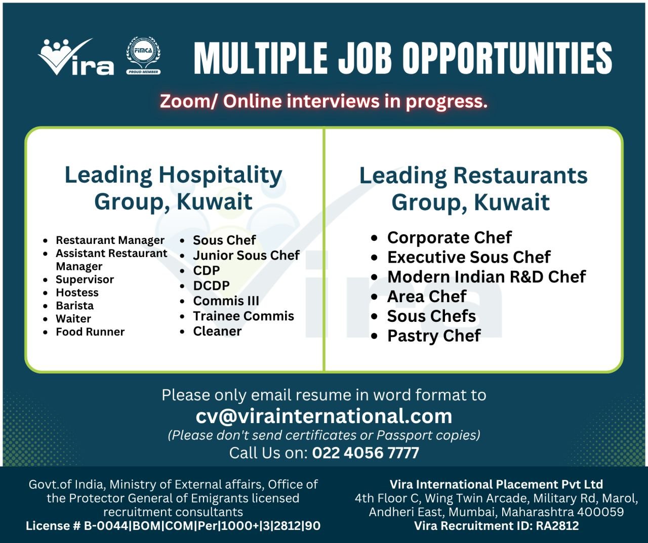 Multiple Hospitality & Restaurant Jobs in Kuwait 2025 | Apply Now