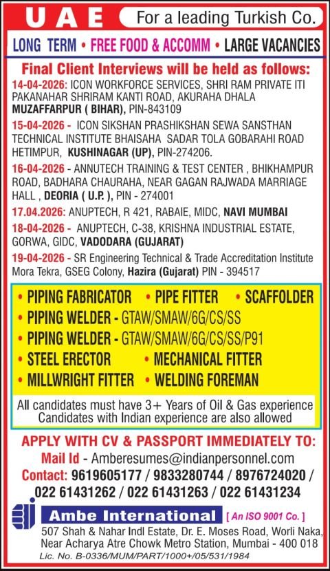 UAE Oil & Gas Job Openings – Apply for A leading Turkish company