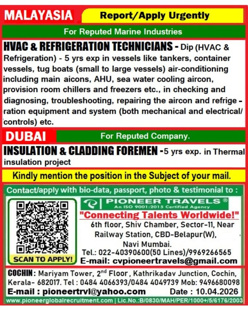 Hiring For Malaysia & Dubai