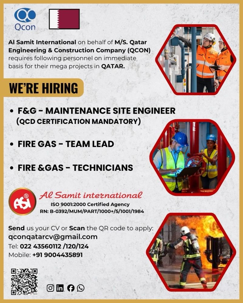 Qatar Jobs 2026 – Fire & Gas Maintenance Project Hiring Qatar Jobs 2026 – Fire & Gas Maintenance Project Hiring