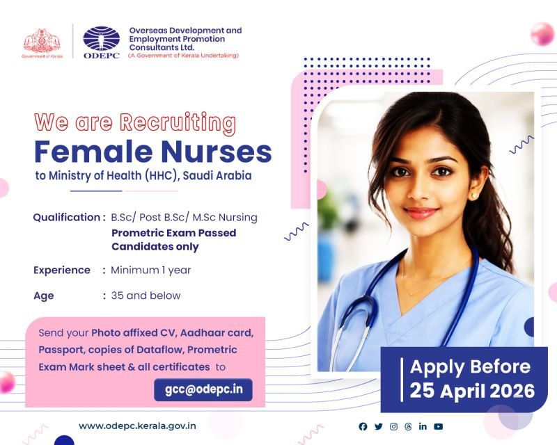 Hiring Female Nurses For Ministry of Health (HHC), Saudi Arabia.