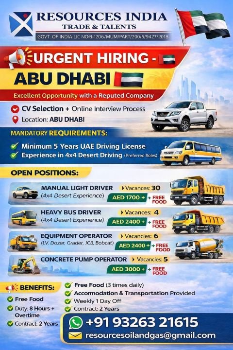 Abu Dhabi Job Vacancies 2026 – Urgent Hiring