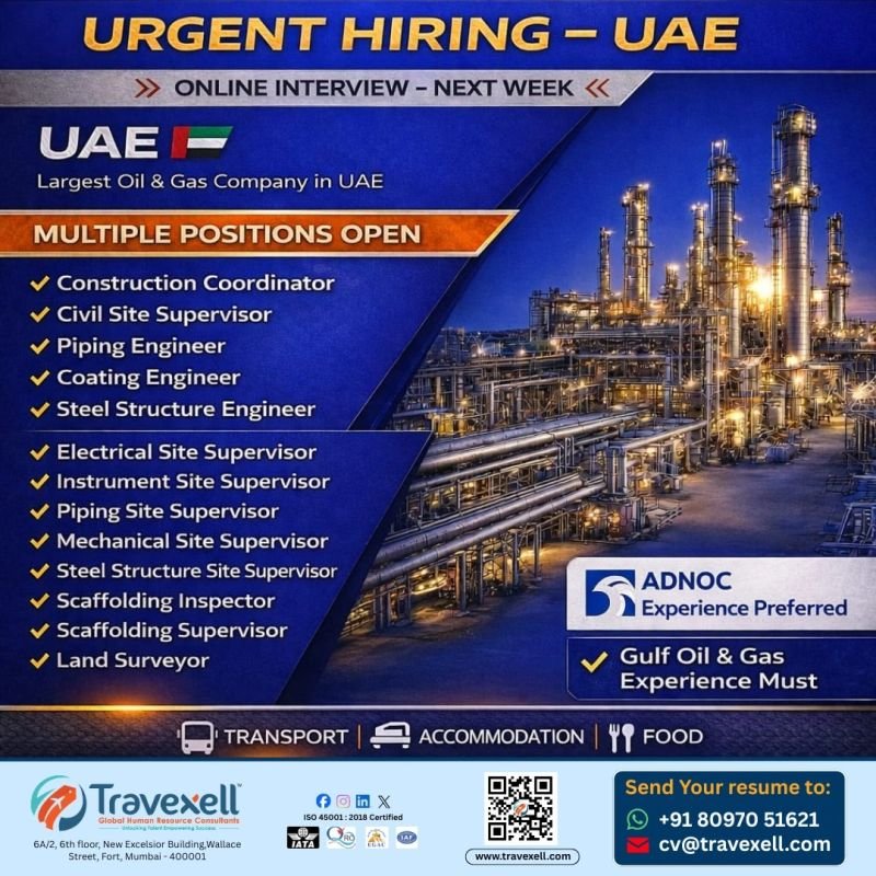 hiring for a leading Oil & Gas project in the UAE hiring for a leading Oil & Gas project in the UAE