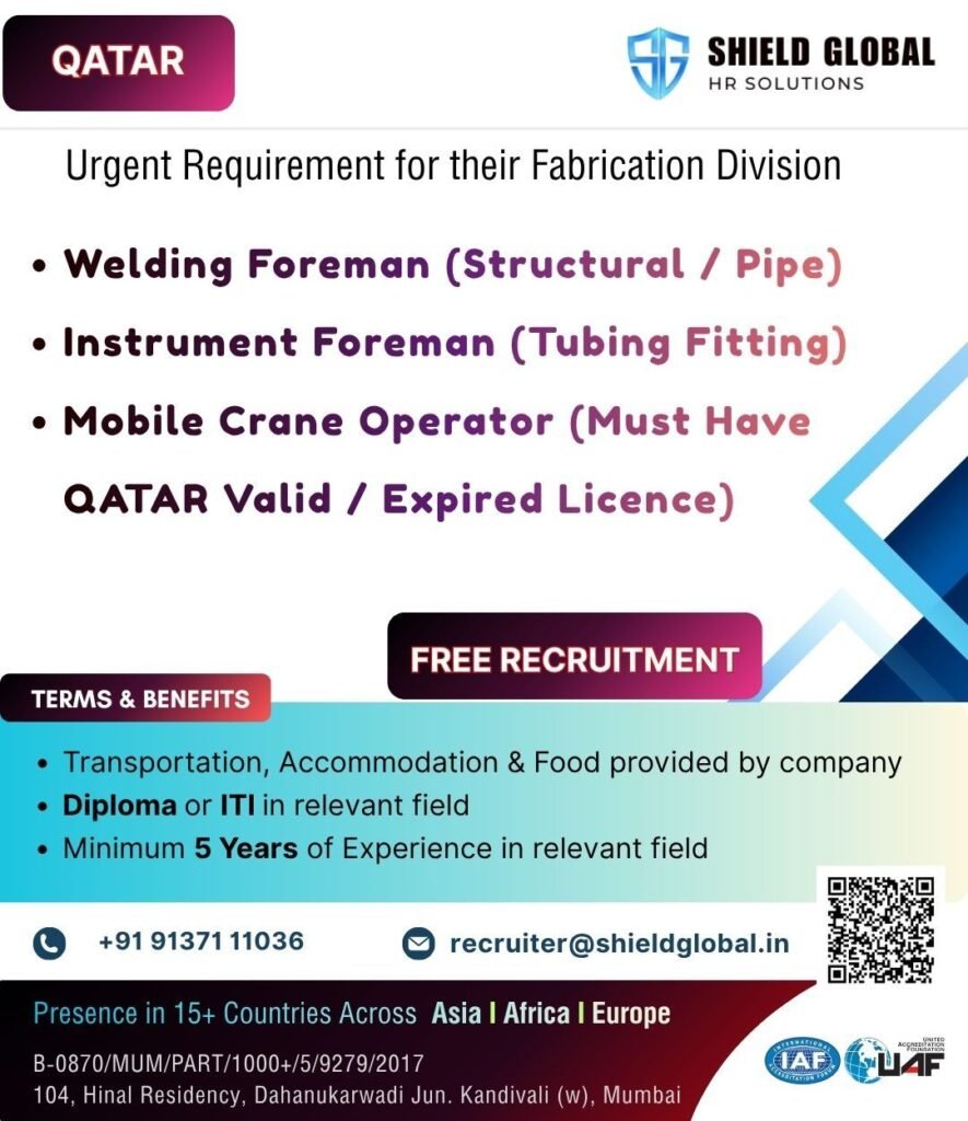 Urgent Hiring for Fabrication Division in Qatar
