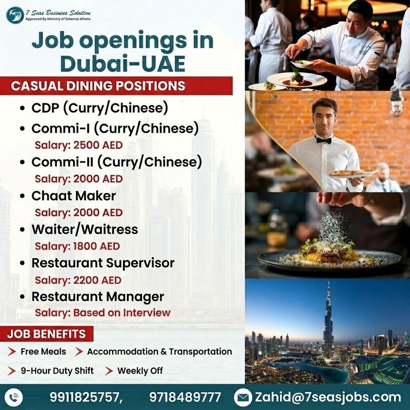 Hiring for DUBAI Casual Dining Restaurants Hiring for DUBAI Casual Dining Restaurants
