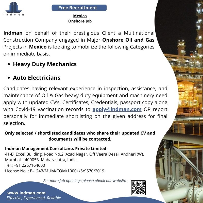 Free Recruitment for Mexico - Onshore Job