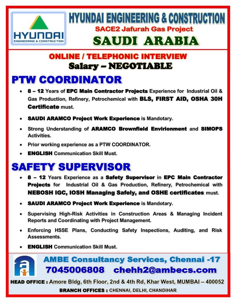 Saudi Arabia Jobs 2026 – Hyundai Engineering & Construction Hiring | Jafurah Gas Project | Apply Now