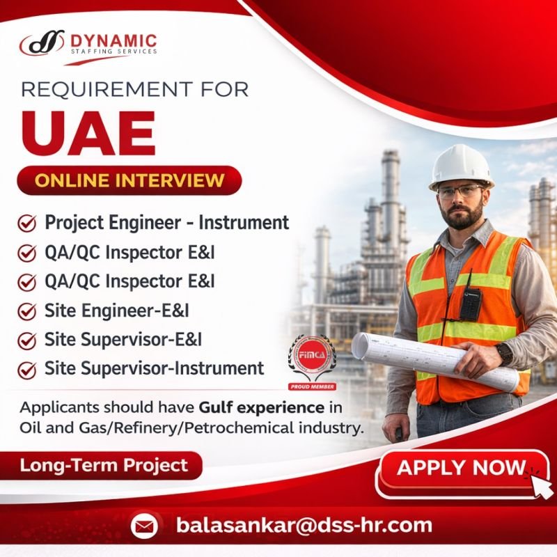 UAE Job Vacancy 2026 – Oil & Gas Project Hiring | Online Interview | Apply Now
