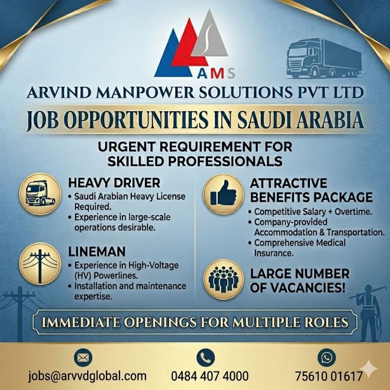 Hiring Urgent: Heavy Drivers & Linemen for Saudi Arabia