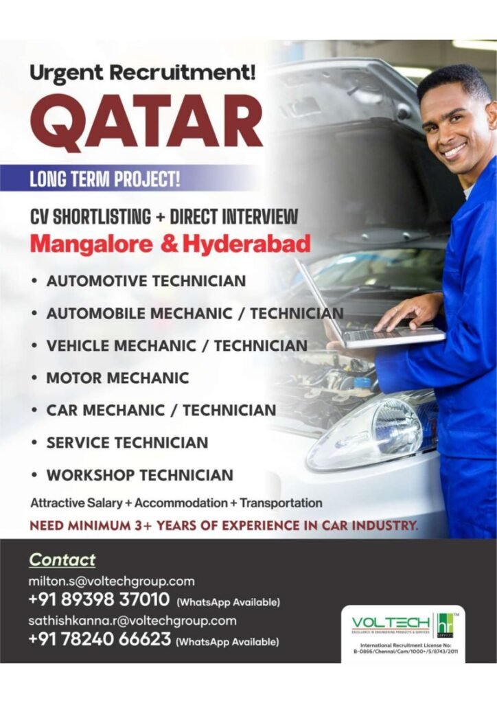 Urgent Recruitment: Automotive Professionals for Qatar