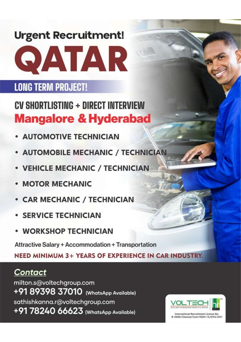 Urgent Recruitment: Automotive Professionals for Qatar