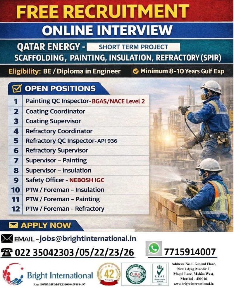 Qatar Energy Jobs 2026 – Free Recruitment | Short-Term Project with Online Interview