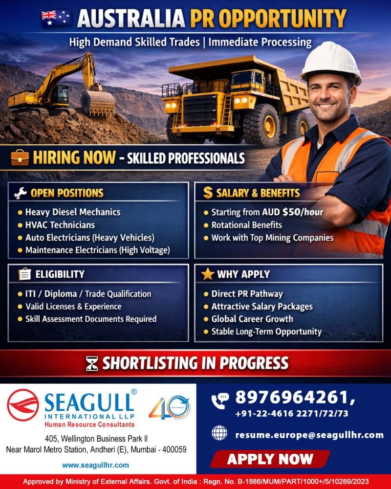 Australia PR Opportunity for Skilled Trades – High Demand Jobs with Immediate Processing